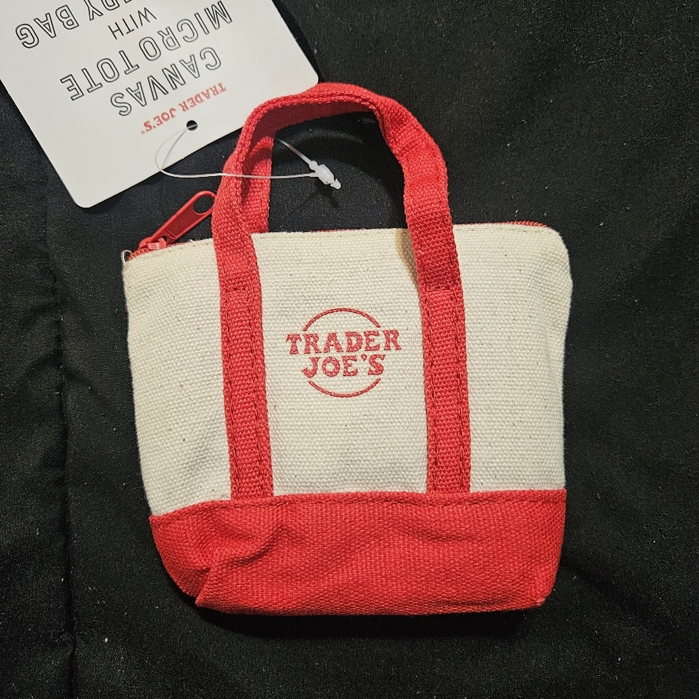 Trader Joe's Red and White Mini Canvas Bag